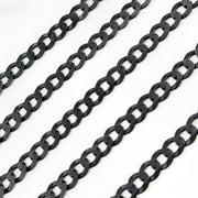 V77BRM. Black Rhodium Matt Sterling Silver Flat Curb Chain